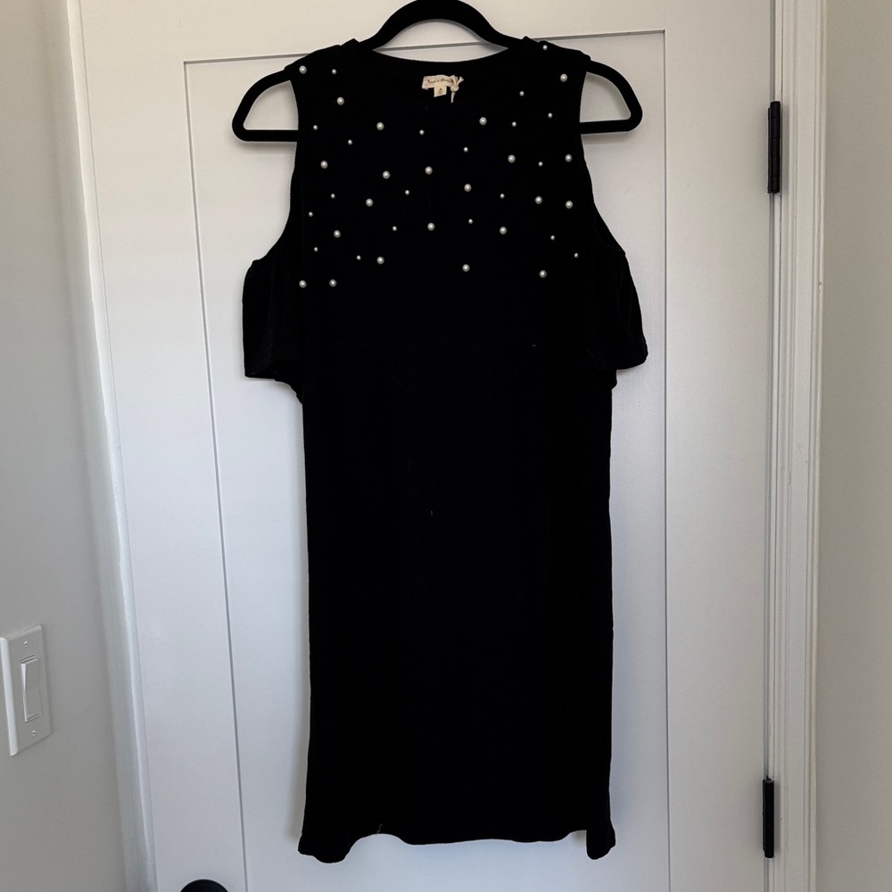 NWT Black Off the Shoulder / Cold Shoulder Dress with Pearl Detailing